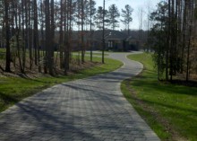 Residential driveway with permeable pavers